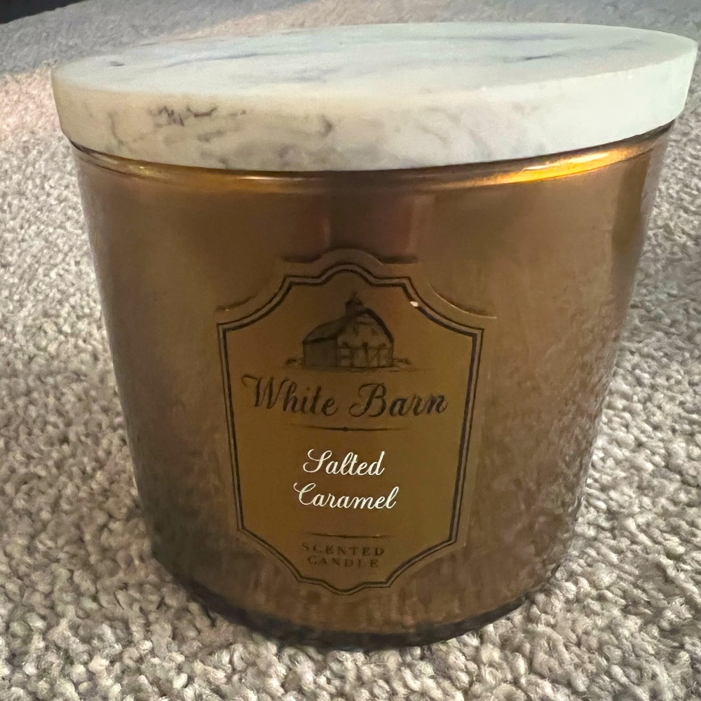 Bath & Body Works Salted Caramel Candle with Marbled Lid